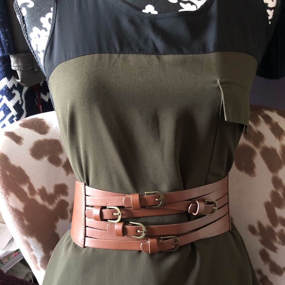 High-low army green sleeveless dress